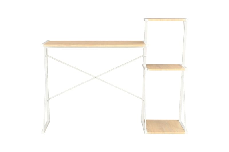 Skrivbord med hylla vit och ek 116x50x93 cm - Vit - Skrivbord