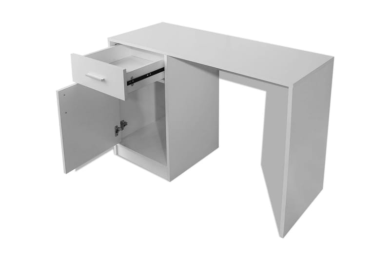 Skrivbord med låda och skåp vit 100x40x73 cm - Vit - Skrivbord