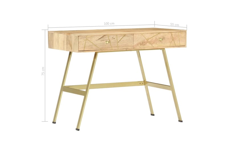 Skrivbord med lådor 100x55x75 cm massivt mangoträ - Brun - Sekretär