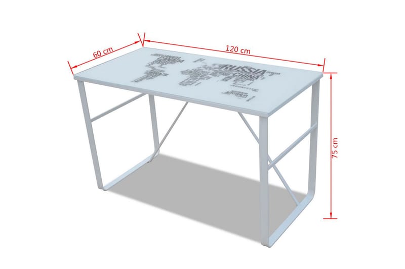 Skrivbord med världskarta 120x60x75 cm - Vit - Möbler - Bord & matgrupper - Kontorsbord - Skrivbord