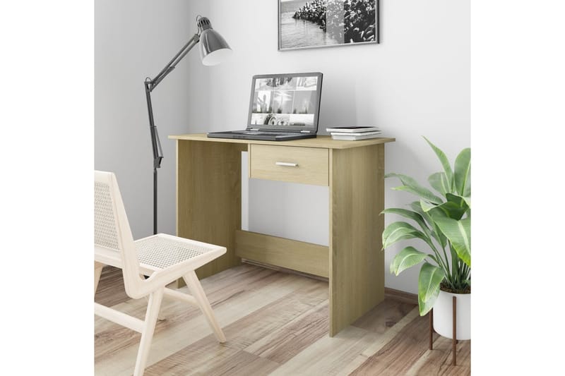 Skrivbord sonoma-ek 100x50x76 cm spånskiva - Brun - Möbler - Bord & matgrupper - Kontorsbord - Skrivbord