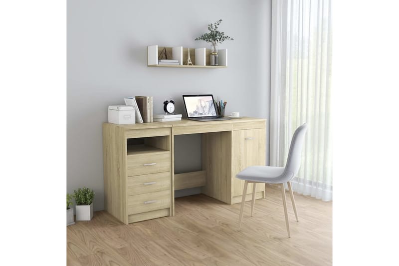 Skrivbord sonoma-ek 140x50x76 cm spånskiva - Brun - Möbler - Bord & matgrupper - Kontorsbord - Skrivbord
