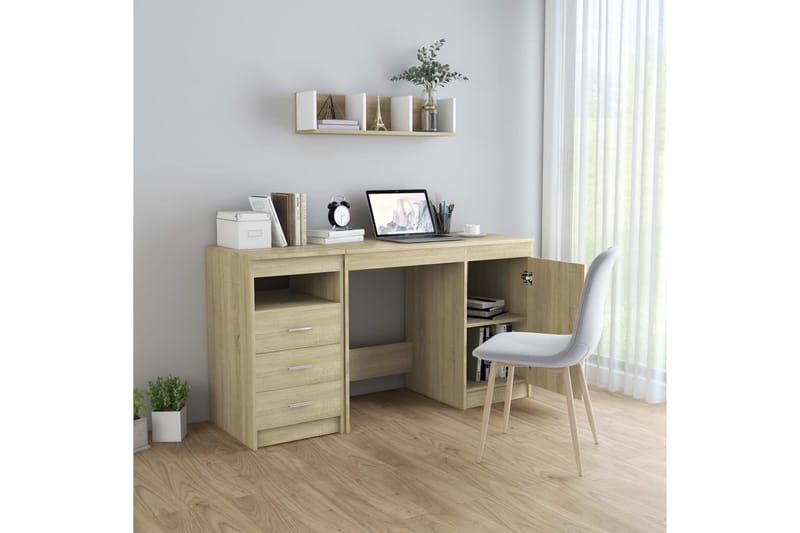 Skrivbord sonoma-ek 140x50x76 cm spånskiva - Brun - Möbler - Bord & matgrupper - Kontorsbord - Skrivbord
