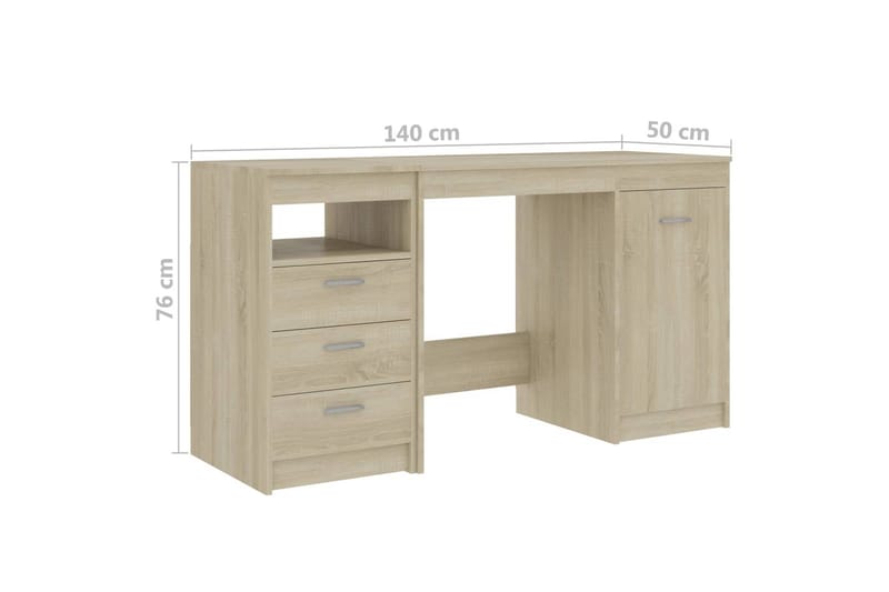 Skrivbord sonoma-ek 140x50x76 cm spånskiva - Brun - Möbler - Bord & matgrupper - Kontorsbord - Skrivbord