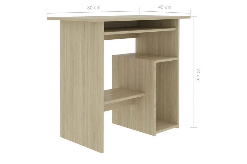 Skrivbord sonoma-ek 80x45x74 cm spånskiva - Brun - Möbler - Bord & matgrupper - Kontorsbord - Skrivbord