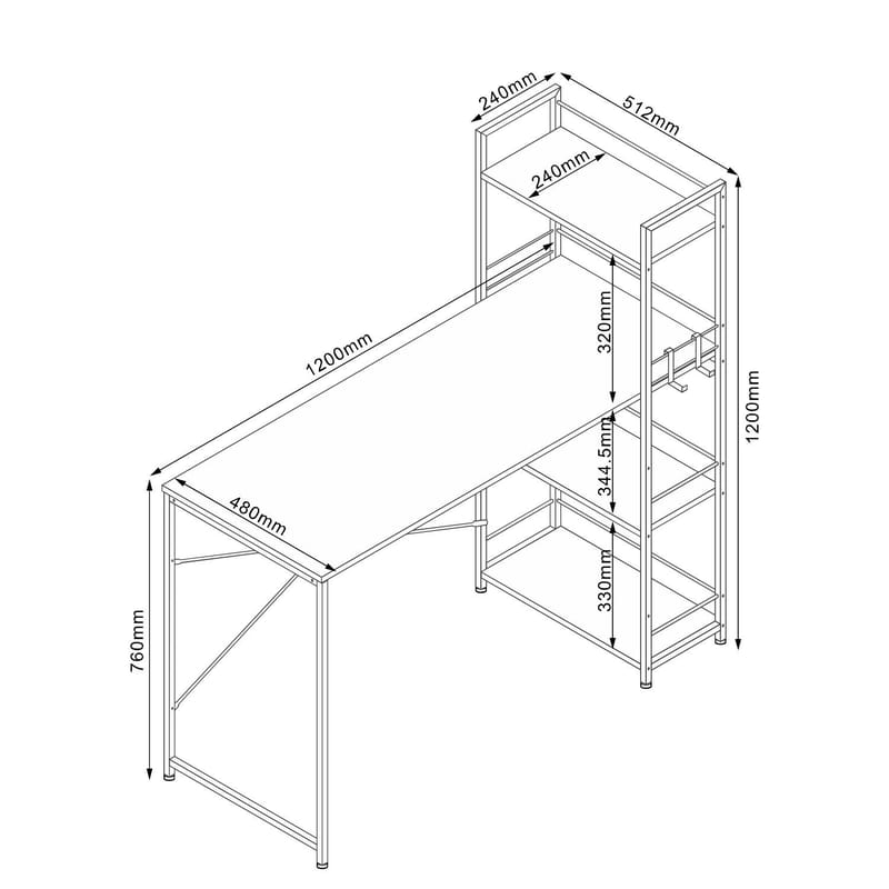 Skrivbord Study 120x51x120 cm - ekbark / brun - Möbler - Bord & matgrupper - Kontorsbord - Skrivbord - Hörnskrivbord
