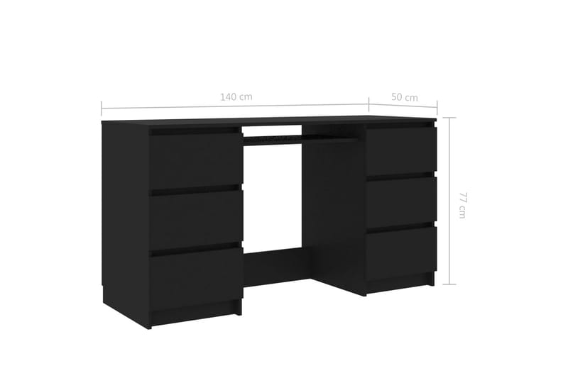 Skrivbord svart 140x50x77 cm spånskiva - Svart - Skrivbord