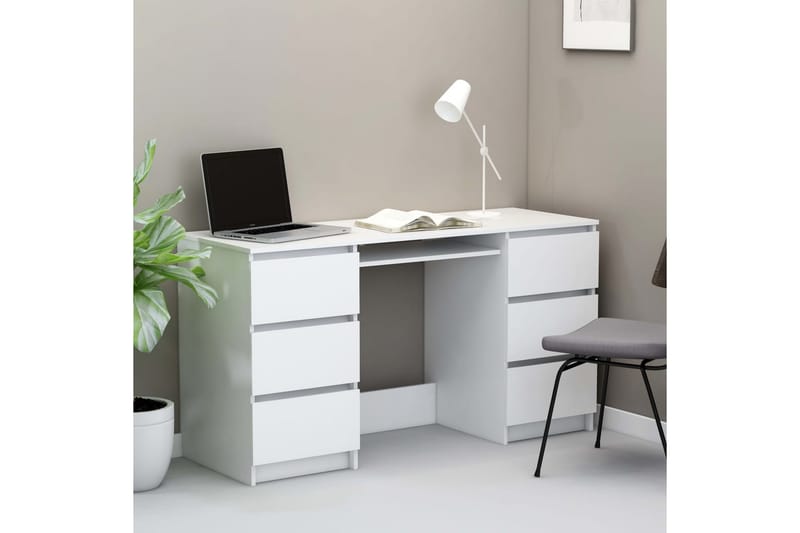 Skrivbord vit 140x50x77 cm spånskiva - Vit - Skrivbord