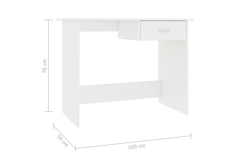 Skrivbord vit högglans 100x50x76 cm spånskiva - Vit - Möbler - Bord & matgrupper - Kontorsbord - Skrivbord