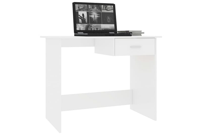 Skrivbord vit högglans 100x50x76 cm spånskiva - Vit - Möbler - Bord & matgrupper - Kontorsbord - Skrivbord