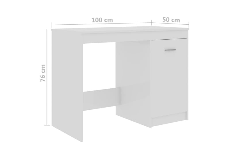 Skrivbord vit högglans 100x50x76 cm spånskiva - Vit - Möbler - Bord & matgrupper - Kontorsbord - Skrivbord
