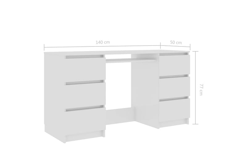 Skrivbord vit högglans 140x50x77 cm spånskiva - Vit - Möbler - Bord & matgrupper - Kontorsbord - Skrivbord