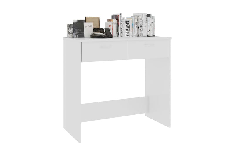 Skrivbord vit högglans 80x40x75 cm spånskiva - Vit - Skrivbord