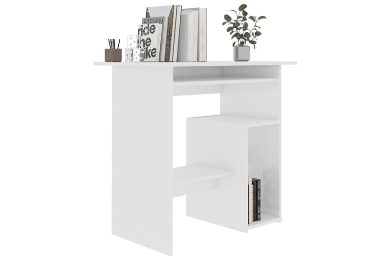 Skrivbord vit högglans 80x45x74 cm spånskiva - Vit - Skrivbord