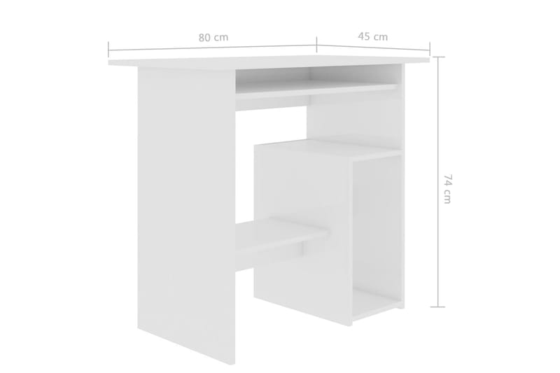 Skrivbord vit högglans 80x45x74 cm spånskiva - Vit - Skrivbord