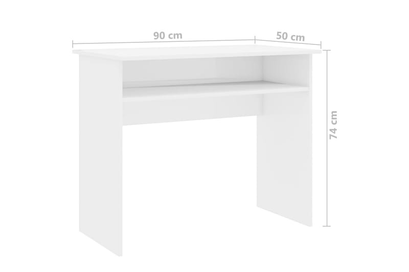 Skrivbord vit högglans 90x50x74 cm spånskiva - Vit - Sekretär