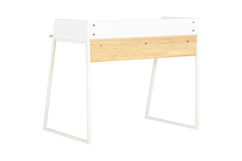 Skrivbord vit och ek 90x60x88 cm - Vit - Skrivbord
