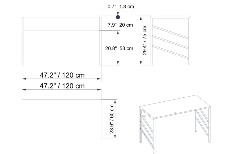 Sotinge Skrivbord 120 cm - Brun - Skrivbord