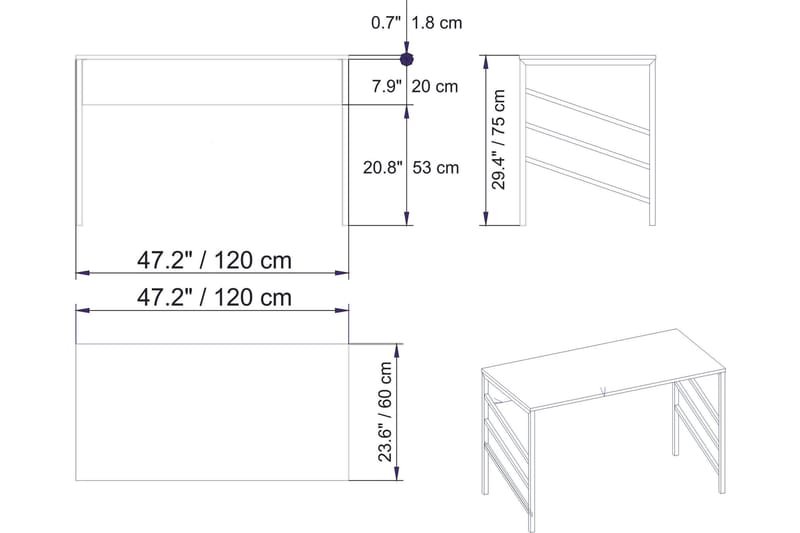 Sotinge Skrivbord 120 cm - Guld - Möbler - Bord & matgrupper - Kontorsbord - Skrivbord