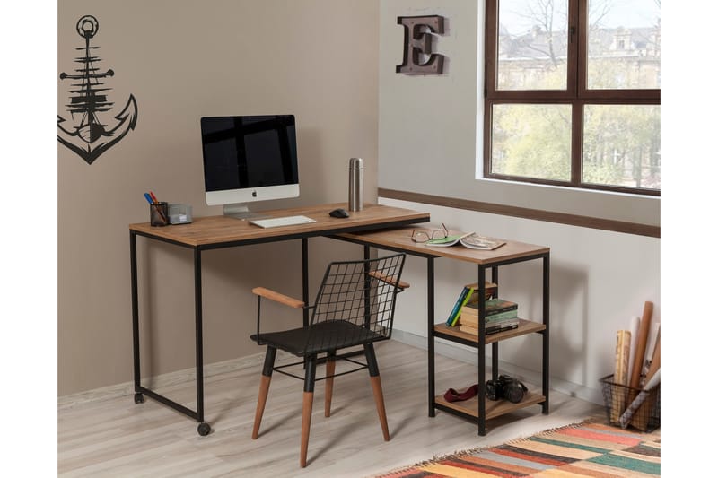 Soubiran Skrivbord 127 cm med Förvaring Hyllor - Natur/Svart - Möbler - Bord & matgrupper - Kontorsbord - Skrivbord