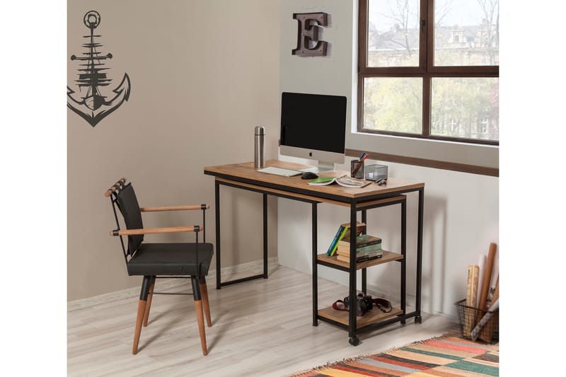 Soubiran Skrivbord 127 cm med Förvaring Hyllor - Natur/Svart - Möbler - Bord & matgrupper - Kontorsbord - Skrivbord
