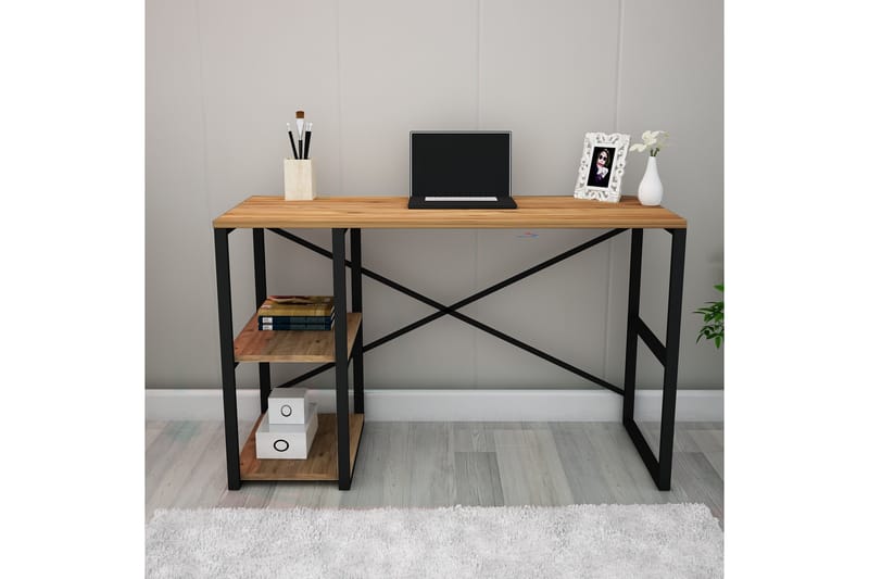 Stalmani Skrivbord 120 cm med Förvaring Hylla - Natur/Svart - Skrivbord