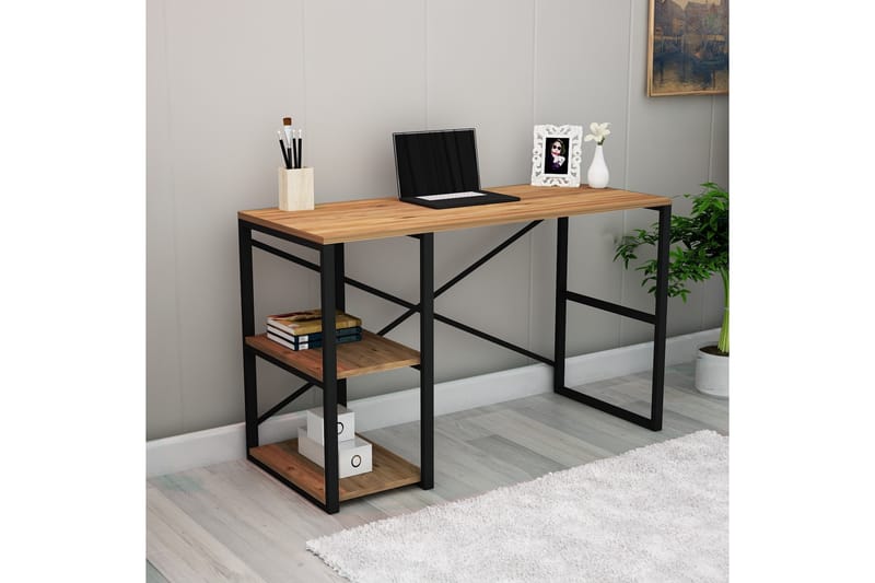 Stalmani Skrivbord 120 cm med Förvaring Hylla - Natur/Svart - Skrivbord