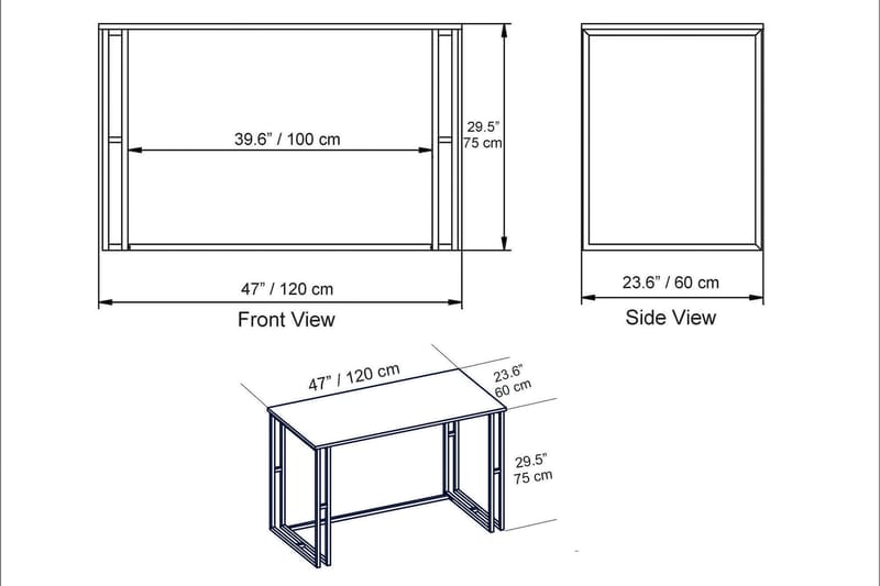 Stodene Skrivbord 120 cm Marmormönster - Svart - Skrivbord