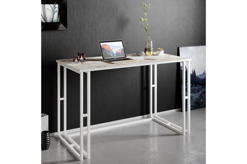 Stodene Skrivbord 120 cm Marmormönster - Vit - Möbler - Bord & matgrupper - Kontorsbord - Skrivbord