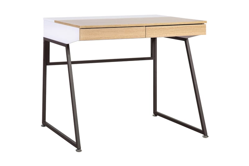 Studious Skrivbord 90 cm med Förvaring 2 Lådor - Grå/Trä/Natur/Vit - Skrivbord