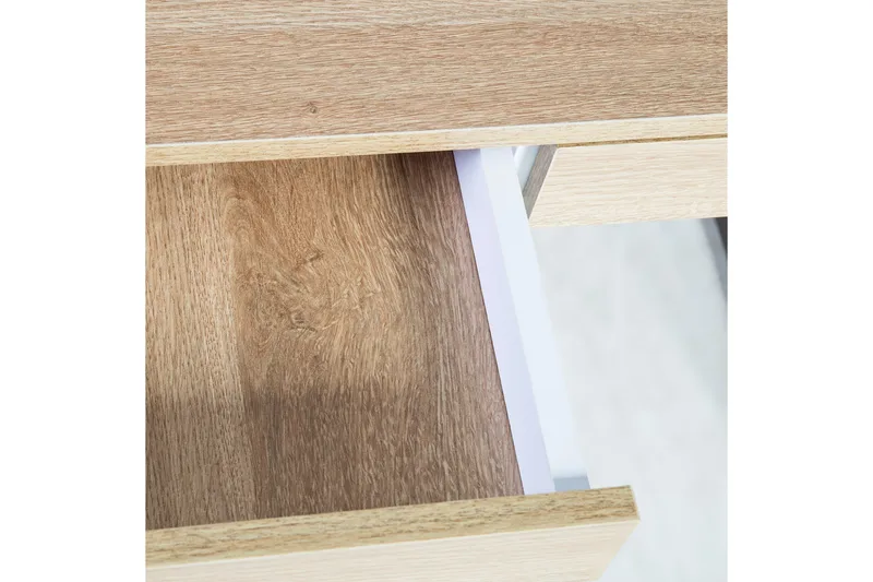 Studious Skrivbord 90 cm med Förvaring 2 Lådor - Grå/Trä/Natur/Vit - Möbler - Bord & matgrupper - Kontorsbord - Skrivbord