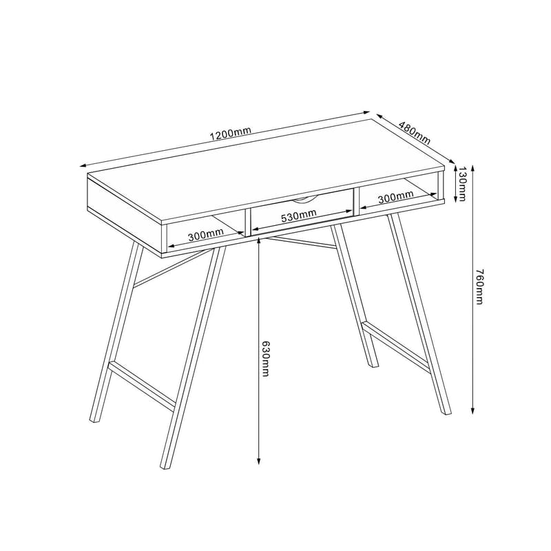 Skrivbord Study 120x48x76 cm - ekbark / brun - Möbler - Bord & matgrupper - Kontorsbord - Skrivbord