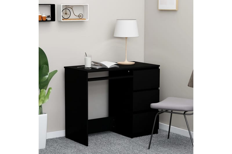 Skrivbord svart 90x45x76 cm spånskiva - Svart - Skrivbord