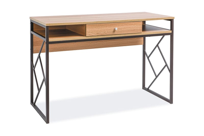 Tablonal Skrivbord 110 cm med Förvaring Låda + Hyllor - Natur/Svart - Skrivbord