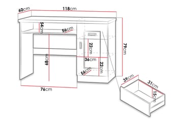 Tadeusz Skrivbord 118 cm med Förvaring Lådor+Hylla+Skåp - Mörkbrun - Möbler - Bord & matgrupper - Kontorsbord - Skrivbord