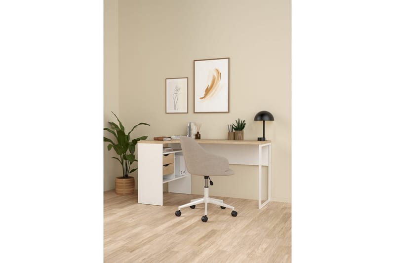 Taketo Hörnskrivbord 145 cm - Vit/Natur - Möbler - Bord & matgrupper - Kontorsbord - Skrivbord - Hörnskrivbord