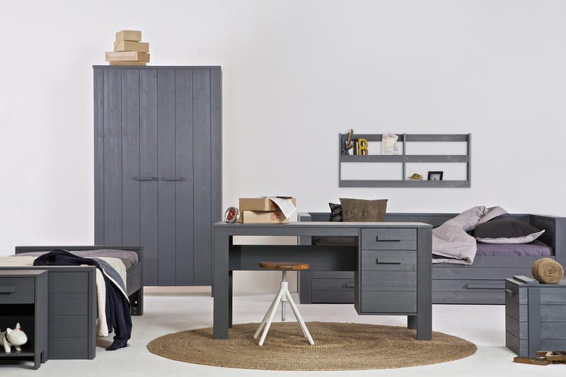 Tenney Datorbord 141 cm med Förvaring Låda + Skåp - Stålgrå - Möbler - Bord & matgrupper - Kontorsbord - Skrivbord