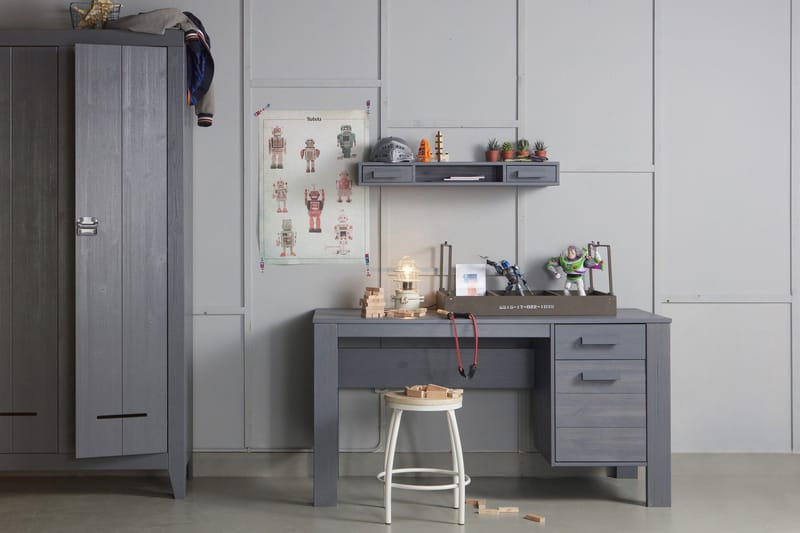 Tenney Datorbord 141 cm med Förvaring Låda + Skåp - Stålgrå - Möbler - Bord & matgrupper - Kontorsbord - Skrivbord