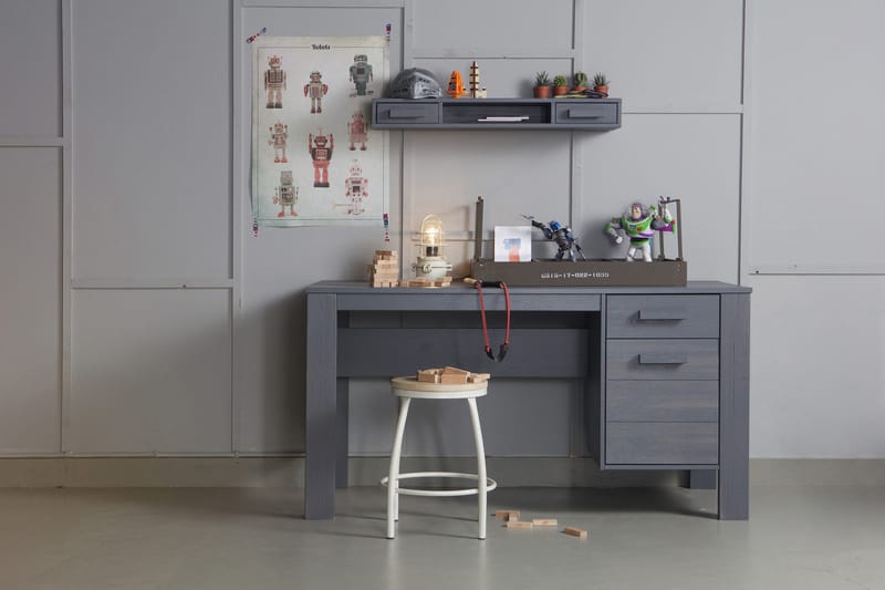 Tenney Datorbord 141 cm med Förvaring Låda + Skåp - Stålgrå - Möbler - Bord & matgrupper - Kontorsbord - Skrivbord