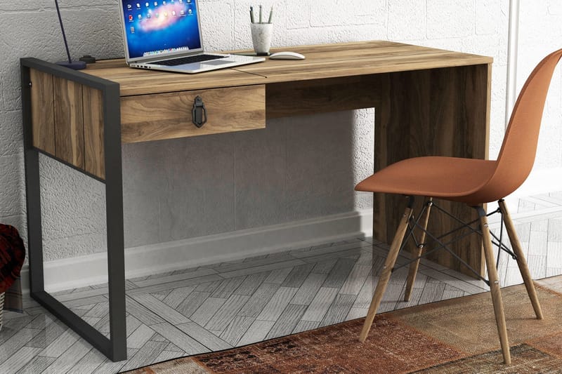 Tera Home Skrivbord 124 cm med Förvaring Låda - Valnötsbrun - Skrivbord