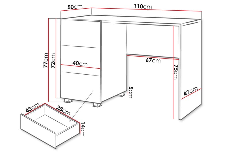 Tessan Skrivbord 110 cm med Förvaring - Svart - Möbler - Bord & matgrupper - Kontorsbord - Skrivbord