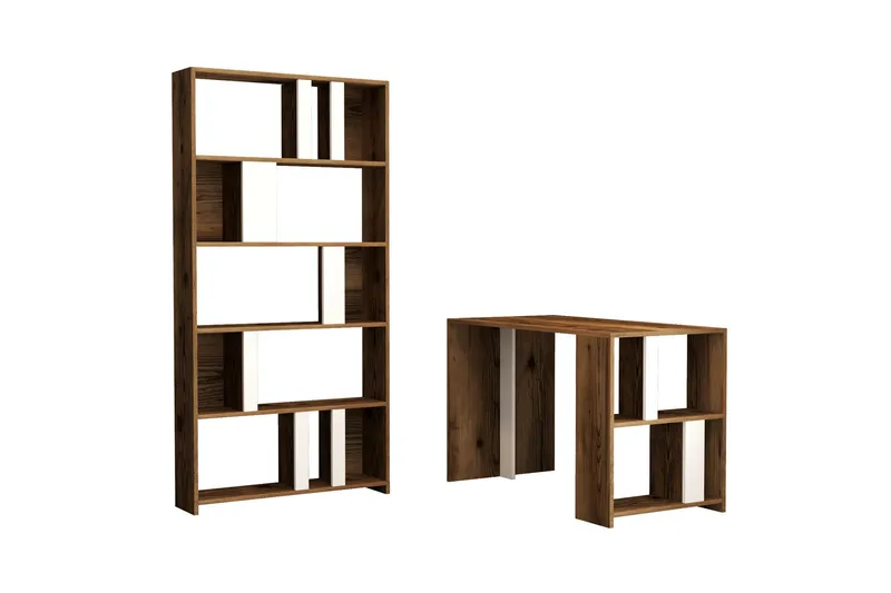 Timiza Skrivbord 120 cm med Förvaring Hylla + Bokhylla - Mörkbrun - Möbler - Bord & matgrupper - Kontorsbord - Skrivbord