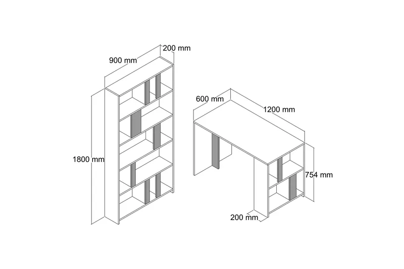 Timiza Skrivbord 120 cm med Förvaring Hylla + Bokhylla - Mörkbrun - Möbler - Bord & matgrupper - Kontorsbord - Skrivbord