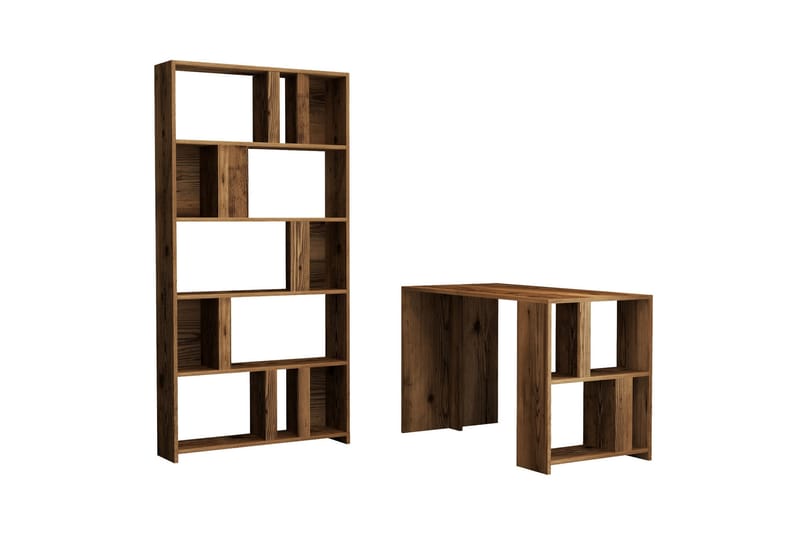 Timiza Skrivbord 120 cm med Förvaring Hylla + Bokhylla - Valnötsbrun - Möbler - Bord & matgrupper - Kontorsbord - Skrivbord