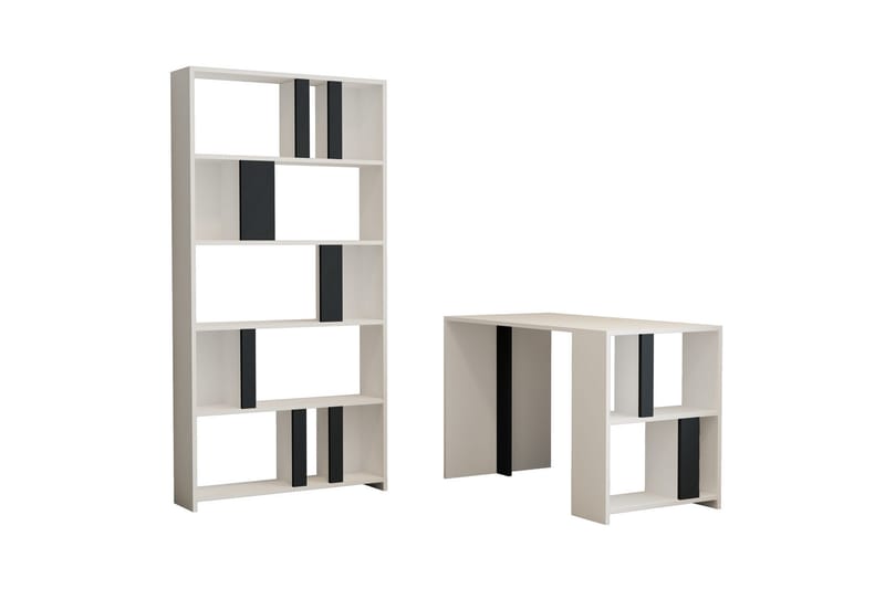 Timiza Skrivbord 120 cm med Förvaring Hylla + Bokhylla - Vit/Antracit - Möbler - Bord & matgrupper - Kontorsbord - Skrivbord