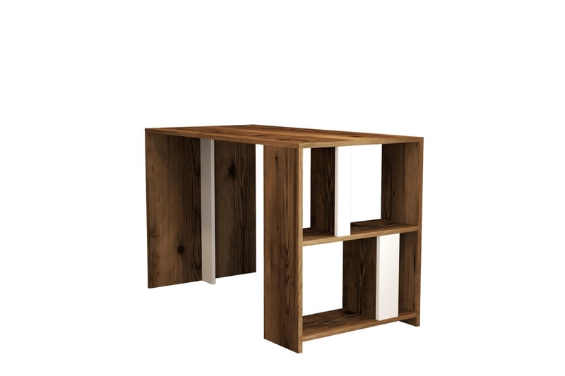 Timiza Skrivbord 120 cm med Förvaring Hylla - Brun/Vit - Möbler - Bord & matgrupper - Kontorsbord - Skrivbord