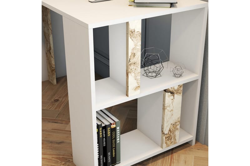 Timiza Skrivbord 120 cm med Förvaring Hylla Marmormönster - Vit - Möbler - Bord & matgrupper - Kontorsbord - Skrivbord