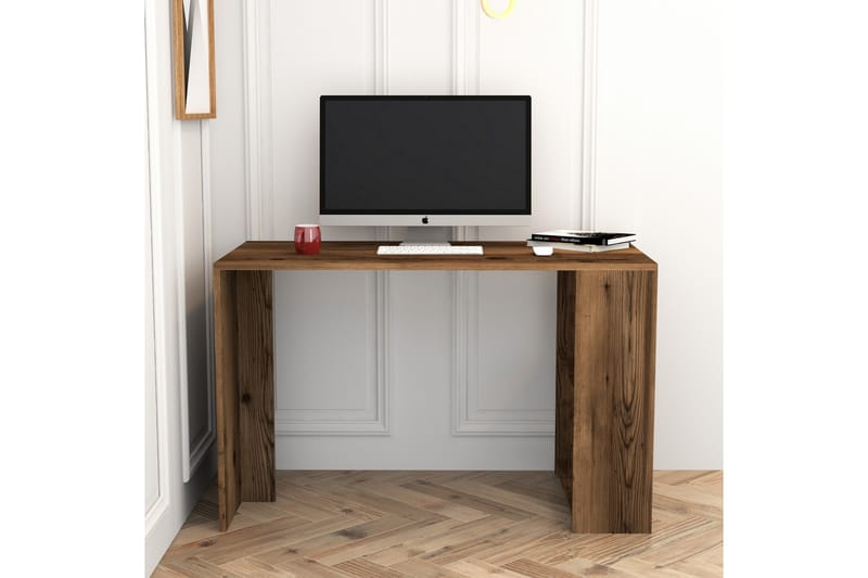 Timiza Skrivbord 120 cm med Förvaring Hylla - Valnötsbrun - Skrivbord