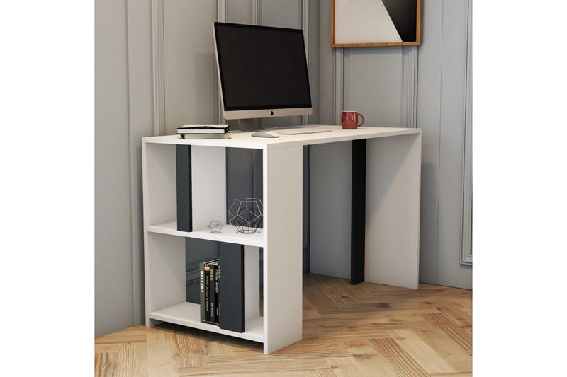 Timiza Skrivbord 120 cm med Förvaring Hylla - Vit/Antracit - Möbler - Bord & matgrupper - Kontorsbord - Skrivbord