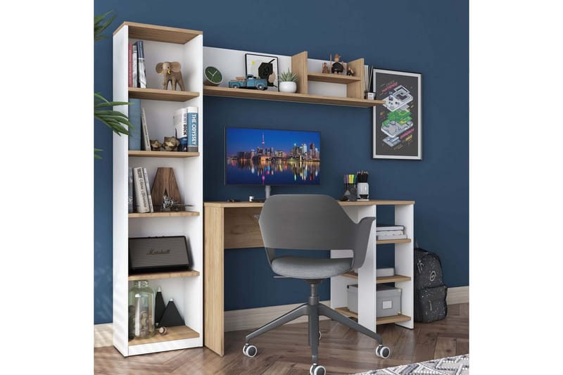 Skrivbord Traven Valnöt / Vit - Vit - Möbler - Bord & matgrupper - Kontorsbord - Skrivbord